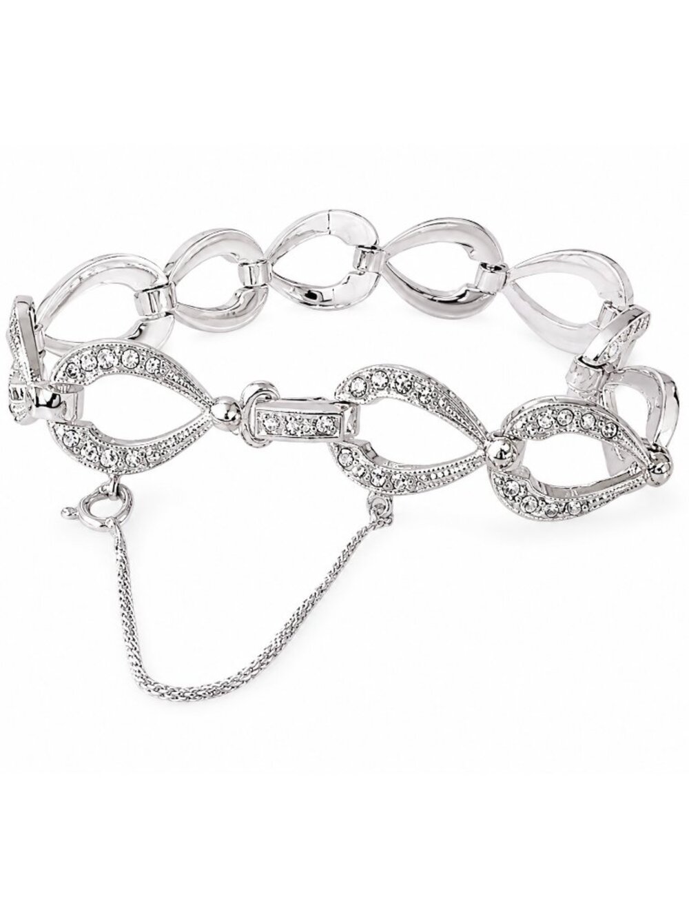 QVC CZ Infinity Bracelet Silver Tone Adjustable Chain Link Bracelet - Picture 3 of 7